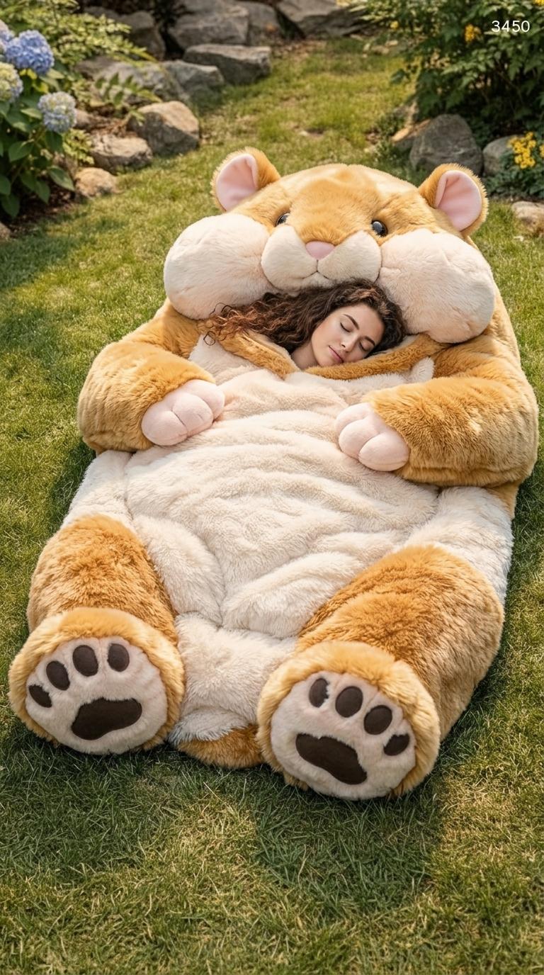 Ultra-Soft Hamster Shaped Sleeping Bag - Unique Plushie Furniture Ultra-Soft Hamster Shaped Sleeping Bag - Unique Plushie Furniture