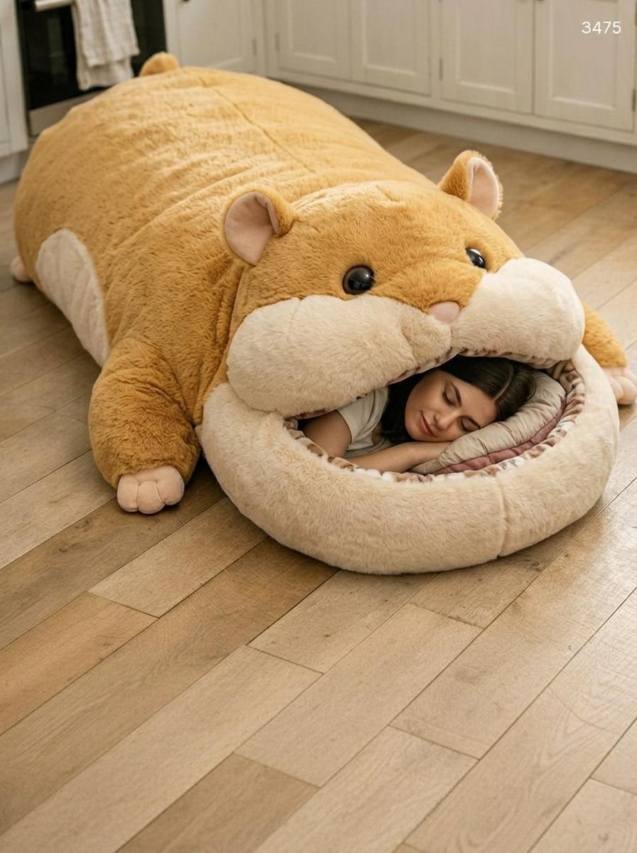 Ultra-Soft Hamster Shaped Sleeping Bag - Unique Plushie Furniture Ultra-Soft Hamster Shaped Sleeping Bag - Unique Plushie Furniture