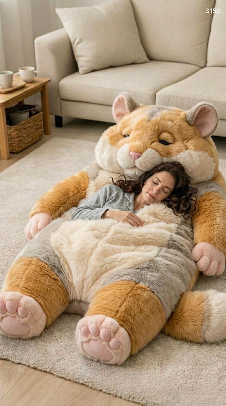 Ultra-Soft Hamster Shaped Sleeping Bag - Unique Plushie Furniture
