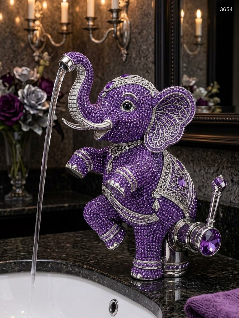 Elephant Shaped Faucet – Luxury Crystal Bathroom Tap