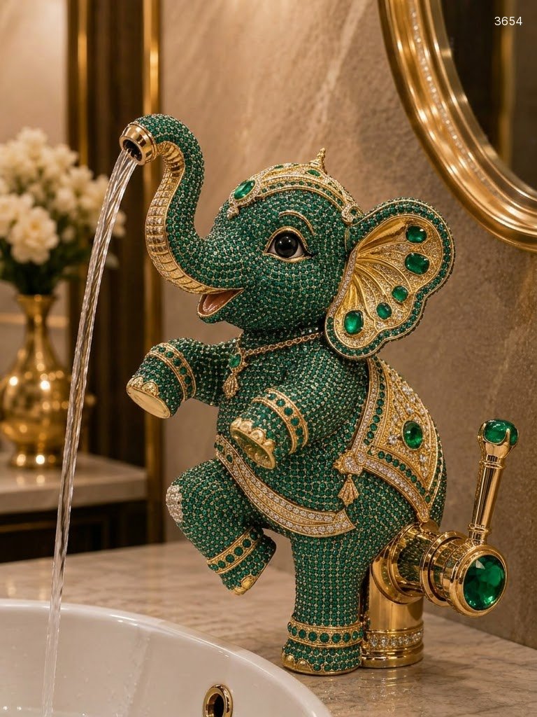 Elephant Shaped Faucet – Luxury Crystal Bathroom Tap