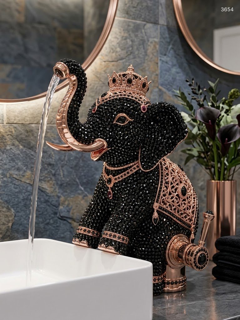 Elephant Shaped Faucet – Luxury Crystal Bathroom Tap