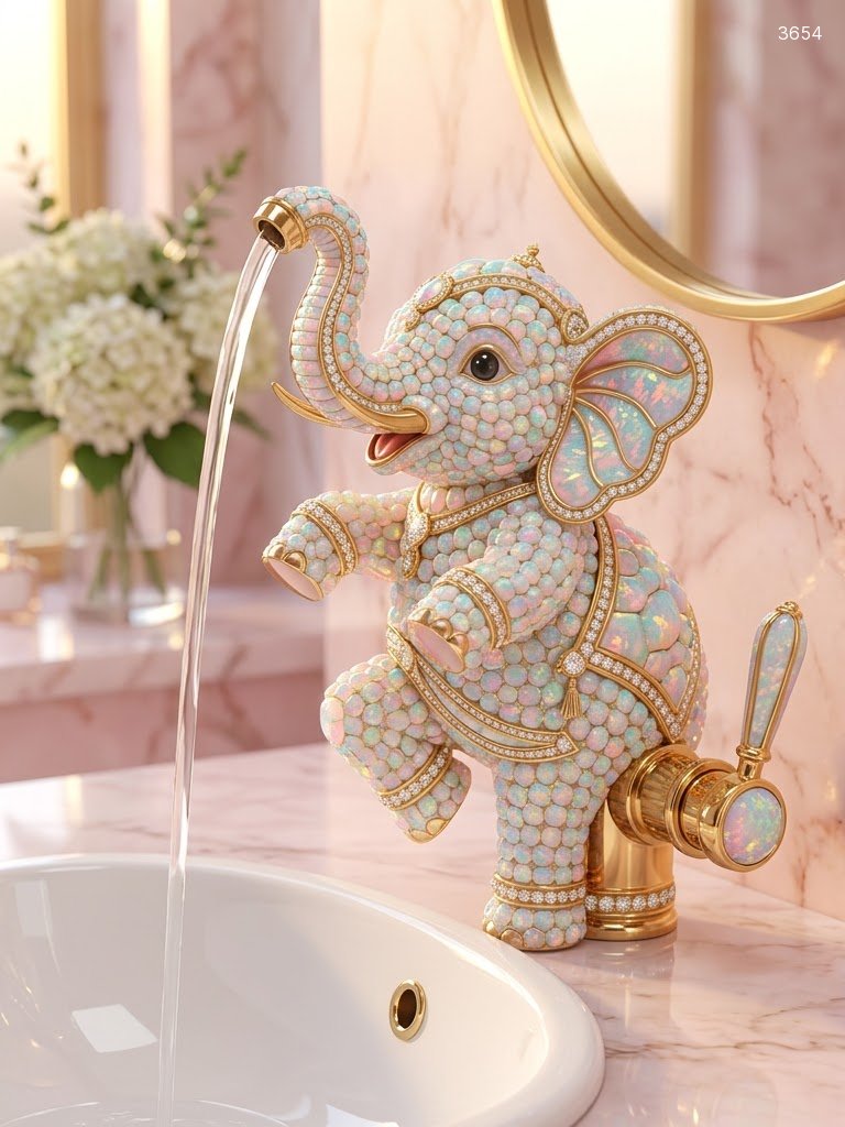 Elephant Shaped Faucet – Luxury Crystal Bathroom Tap