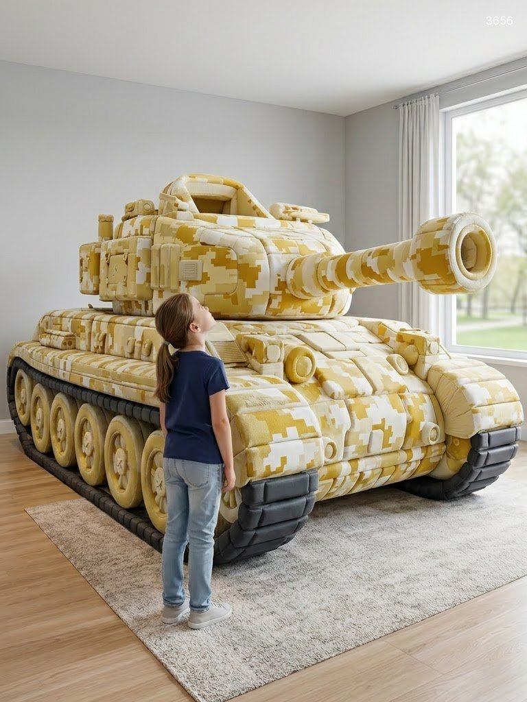 Giant Foam Tank Kids Beds – Plush Camo Tank Bed for Boys