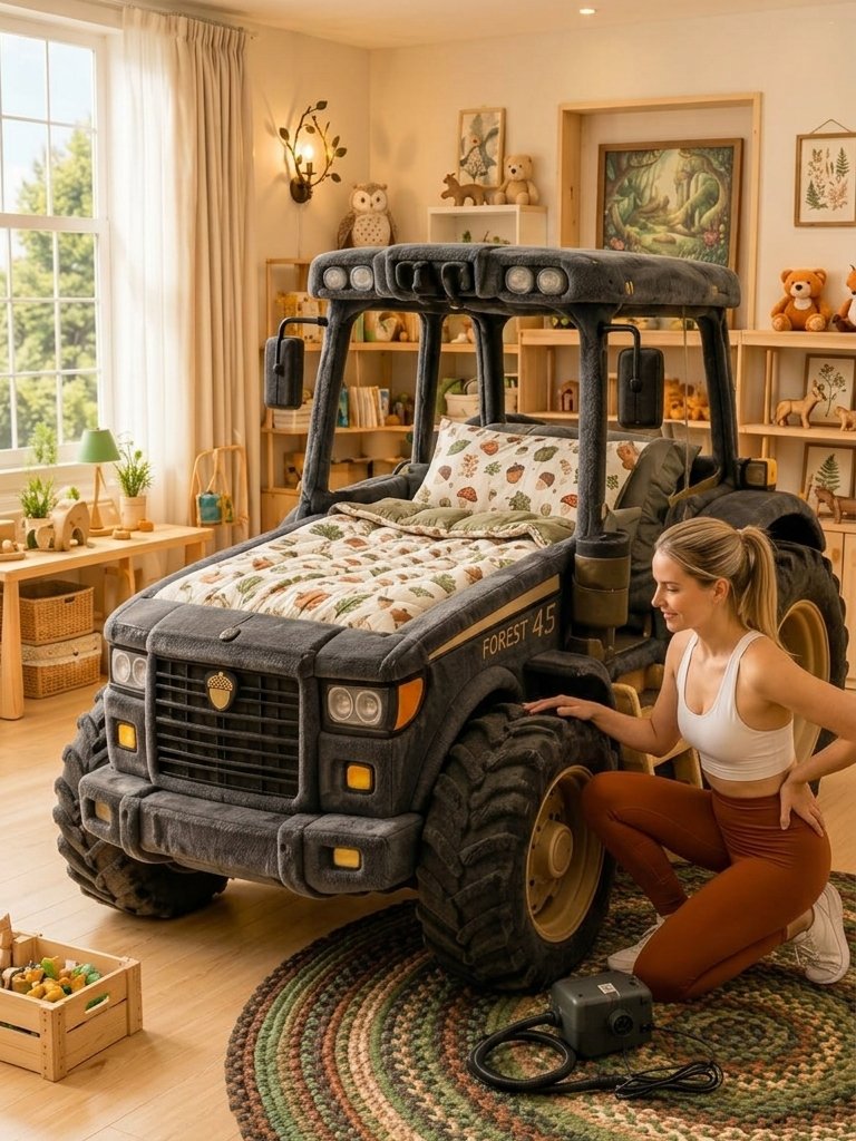 Inflatable Tractor Kids Beds with LED Lights | Interactive Farm Sleep Inflatable Tractor Kids Beds with LED Lights | Interactive Farm Sleep