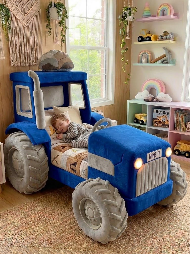 Inflatable Tractor Kids Beds with LED Lights | Interactive Farm Sleep Inflatable Tractor Kids Beds with LED Lights | Interactive Farm Sleep