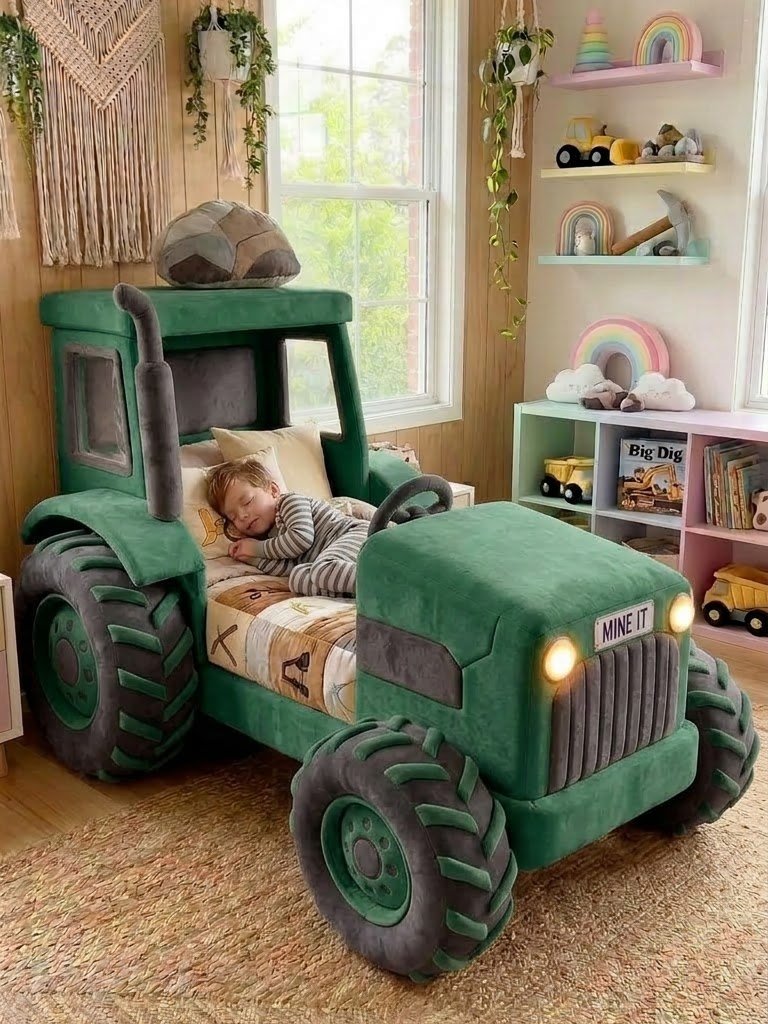 Inflatable Tractor Kids Beds with LED Lights | Interactive Farm Sleep Inflatable Tractor Kids Beds with LED Lights | Interactive Farm Sleep