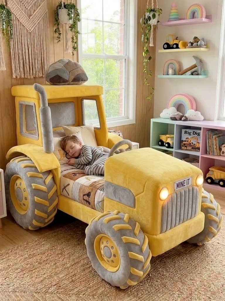 Inflatable Tractor Kids Beds with LED Lights | Interactive Farm Sleep Inflatable Tractor Kids Beds with LED Lights | Interactive Farm Sleep