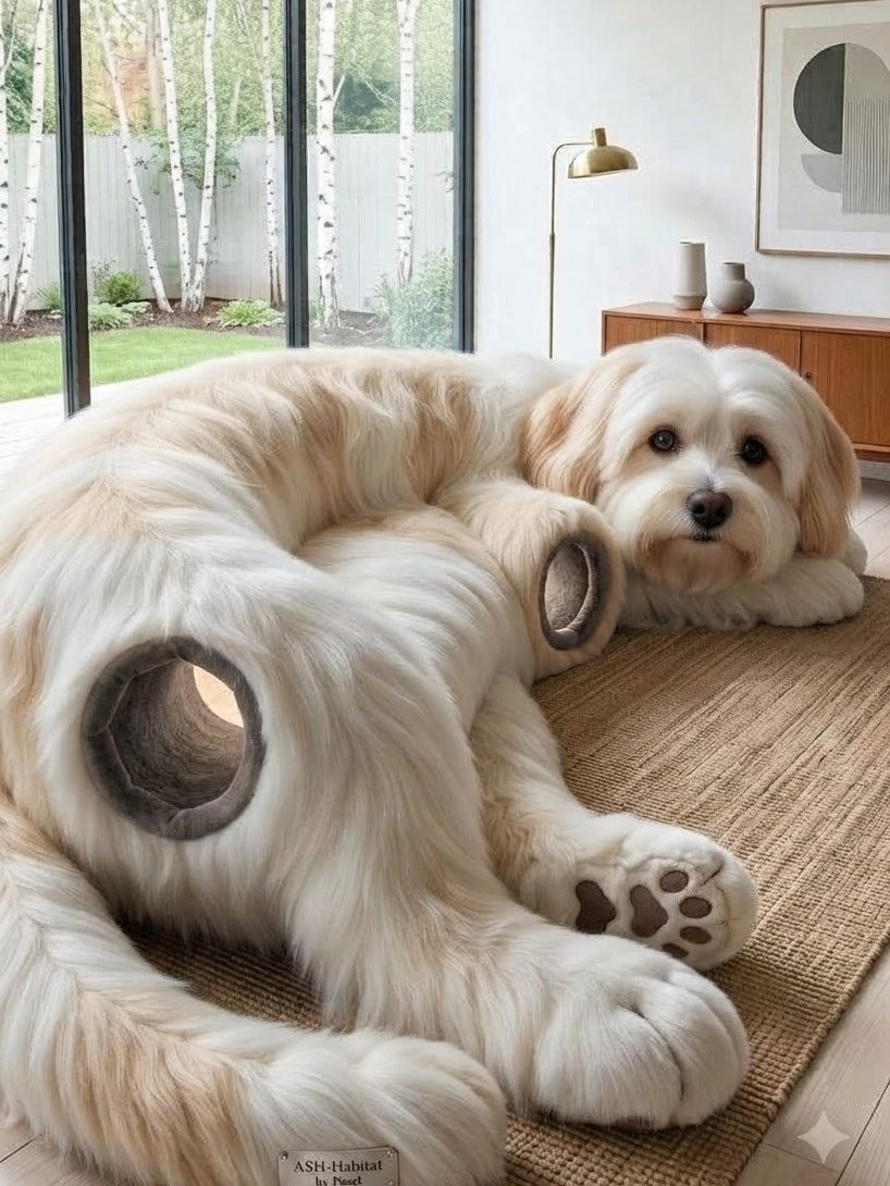 Fluffy Dog Sofa with Pet Caves: Cozy Living Room Furniture for Pets Fluffy Dog Sofa with Pet Caves: Cozy Living Room Furniture for Pets