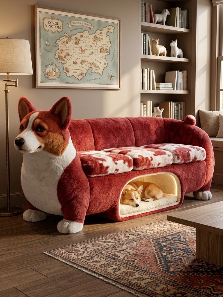 Fluffy Dog Sofa with Pet Caves: Cozy Living Room Furniture for Pets Fluffy Dog Sofa with Pet Caves: Cozy Living Room Furniture for Pets