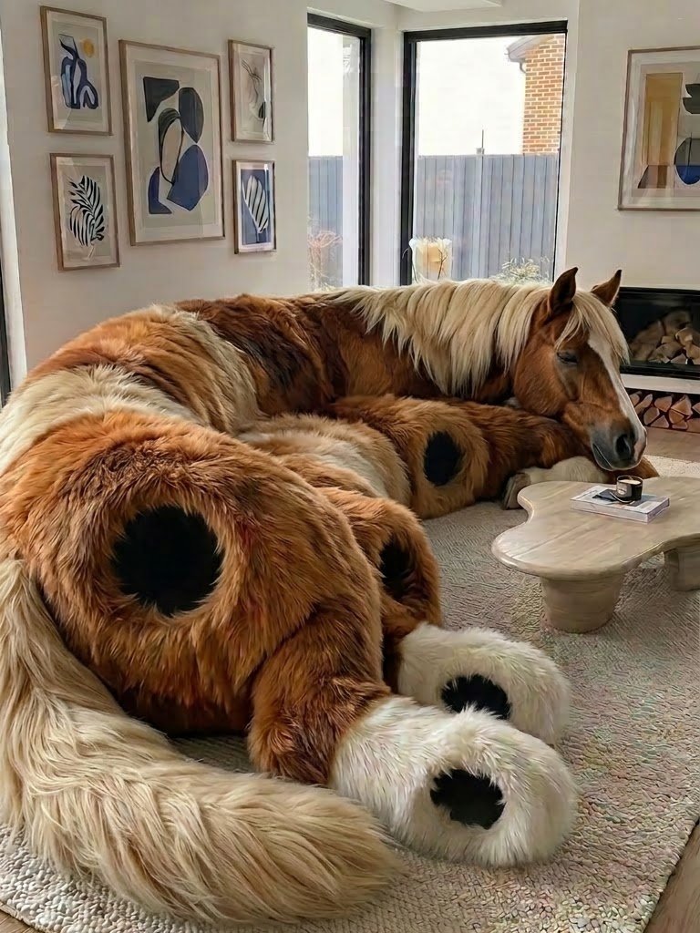 Horse Shaped Sofa with Pet Caves Turns Your Living Room Into a Cozy Retreat