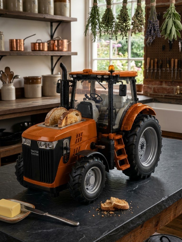 Tractor Shaped Toaster, 2-Slice Novelty Farm Tractor Toaster with LED Beacon Light, Fun Kitchen Gadget & Gift for Farmers, Kids, Home Decor Tractor Shaped Toaster, 2-Slice Novelty Farm Tractor Toaster with LED Beacon Light, Fun Kitchen Gadget & Gift for Farmers, Kids, Home Decor