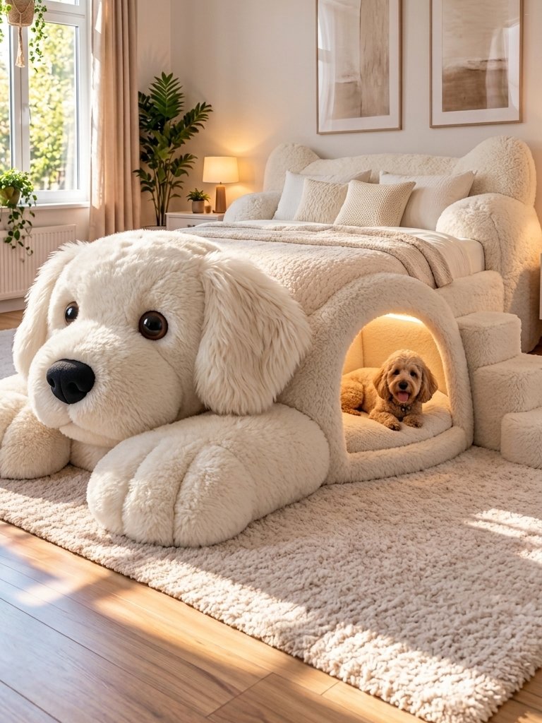 Dog Shaped Bed with Pet Den: Giant Plush Bed Design Ideas Dog Shaped Bed with Pet Den: Giant Plush Bed Design Ideas