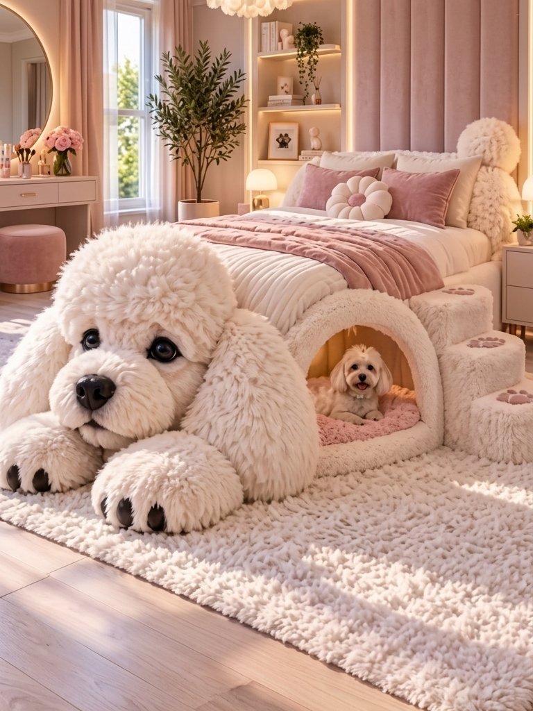 Dog Shaped Bed with Pet Den: Giant Plush Bed Design Ideas Dog Shaped Bed with Pet Den: Giant Plush Bed Design Ideas