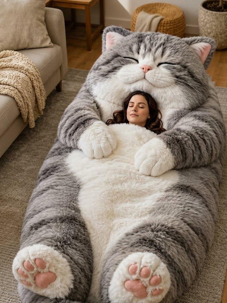 Giant Cat Shaped Sleeping Bag | Cozy & Cute Plush Cat Bed